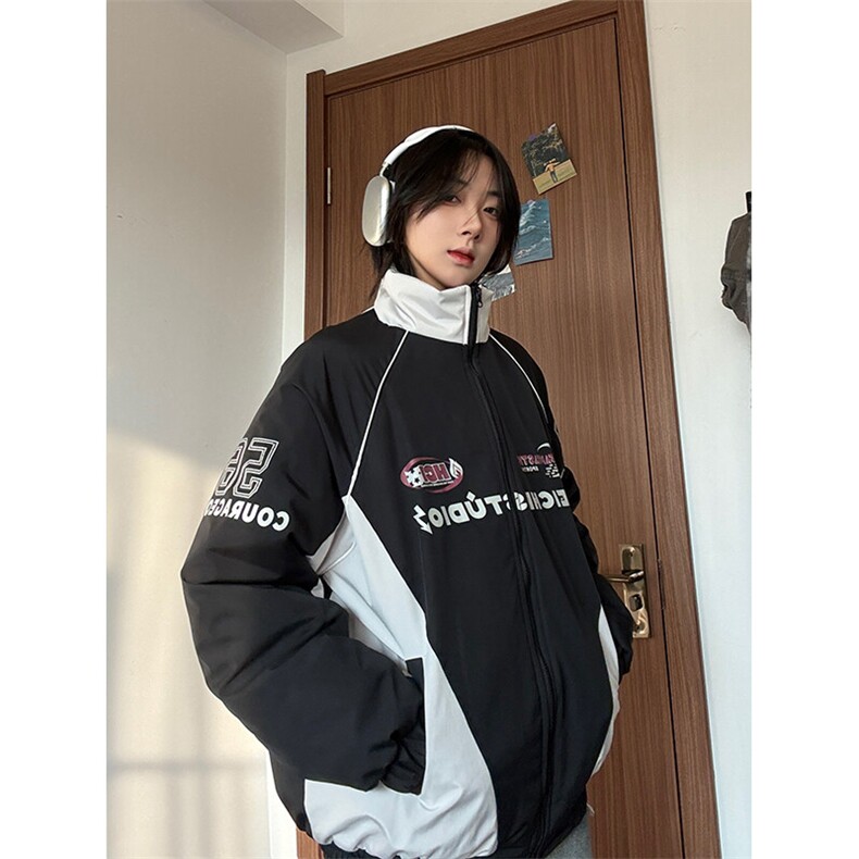 现货港风美式字母印花立领保暖棉服男女潮XZ213-MF08-P128控168,男装棉衣,星座213