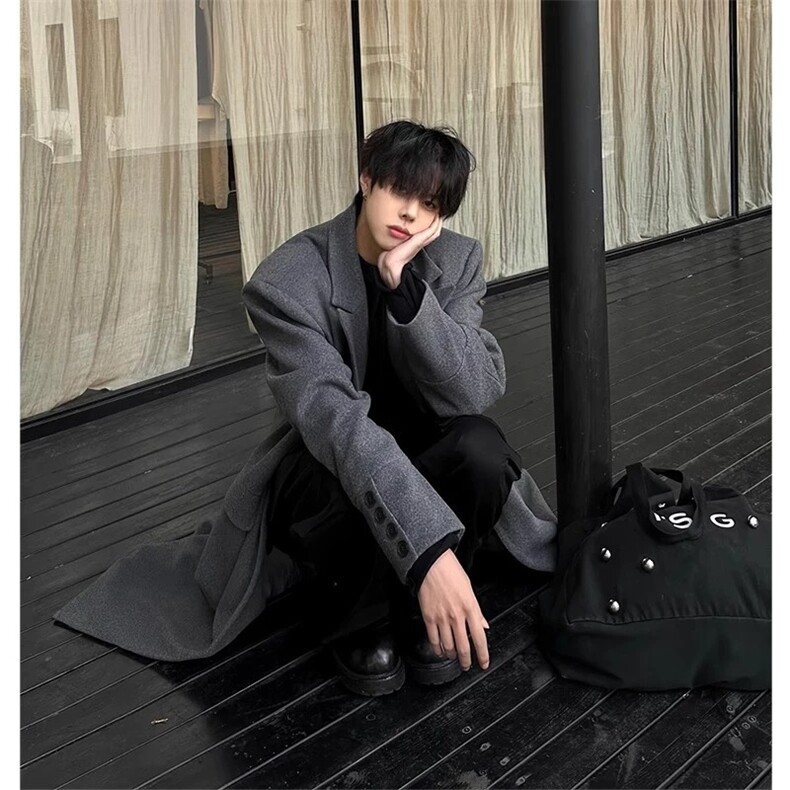 网图毛呢大衣男中长款过膝呢子外套DY13-P128控168,男装毛呢大衣,星座403（原603-1）