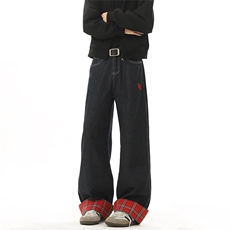 《现货主推》格子翻边牛仔裤GXX36-P65控88，男装牛仔裤，电商C303