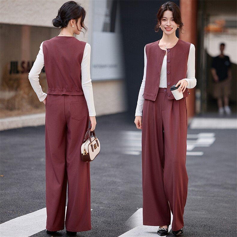 现货！！！！！小香风马甲阔腿裤两件套，女装套装/套裙，素月