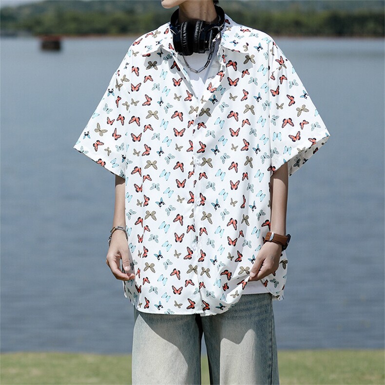 8XL-M花衬衫男短袖夏季薄款冰丝半袖宽松大码休闲外套DC28008P38,男装衬衫,电商B312