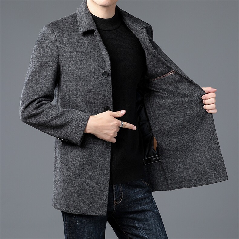 2023年新款男士毛呢上衣羽绒服P205,男装毛呢大衣,电商D223-1
