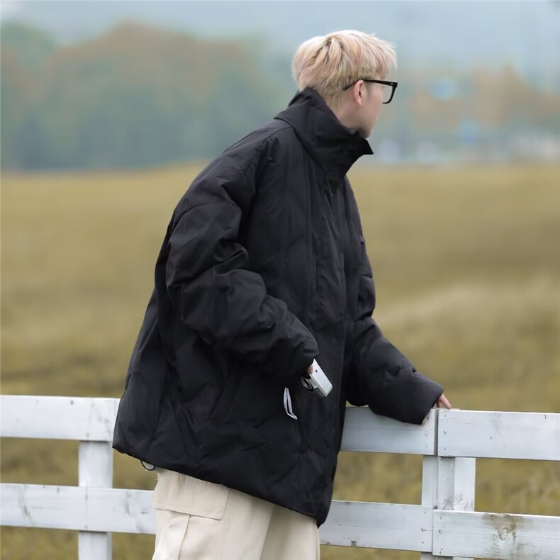 美式高街pu皮棉服男冬季痞帅宽松面包服外套潮牌设计感棉衣,男装棉衣,星座716-2