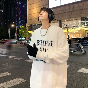 特批P52无差价24美式复古慵懒软糯针织衫毛衣男秋冬情侣宽松线衣图片