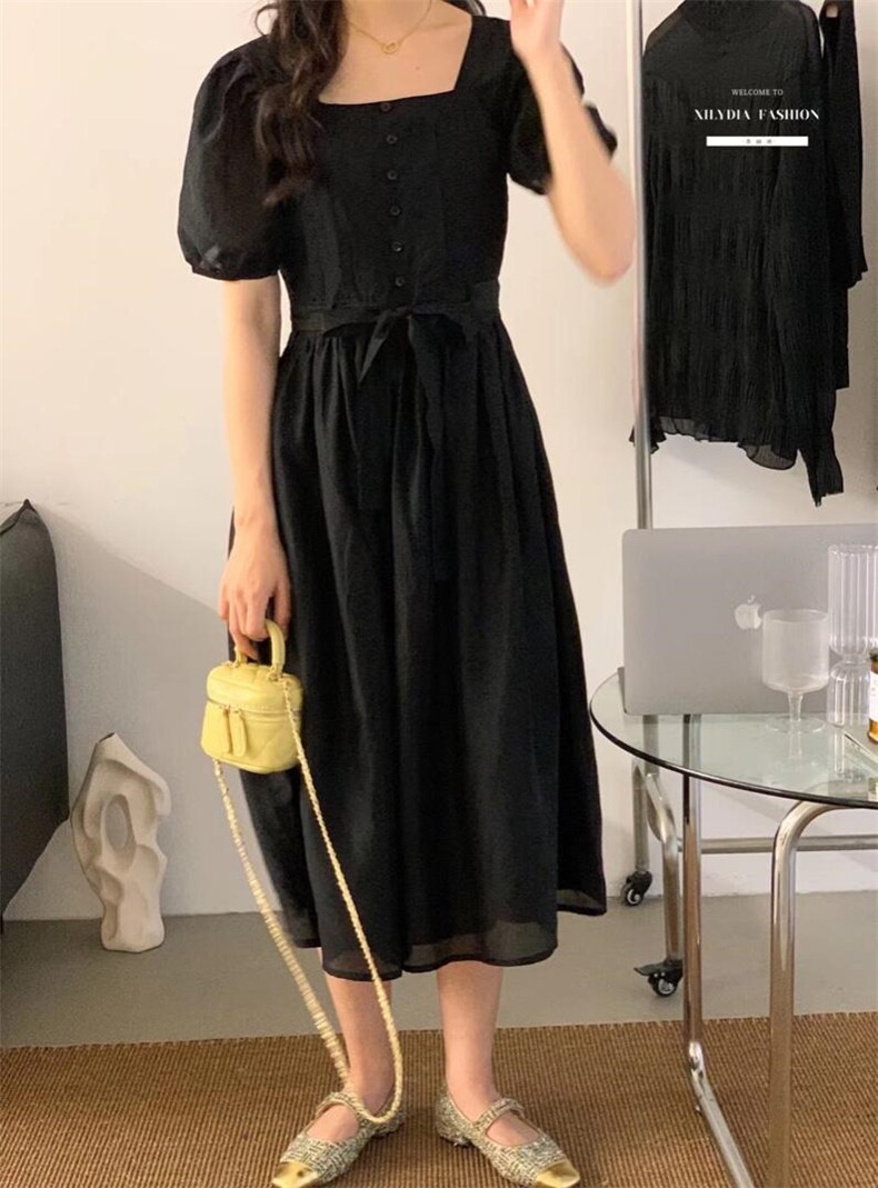 法式连衣裙夏季设计感众温柔高级感初恋裙子,女装连衣裙,香丽迪1