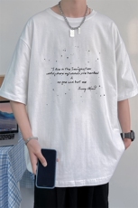 潮牌设计感美式卡通印花短柚情侣装ins潮宽松男女装T007-P25，男装T恤，电商A161-2