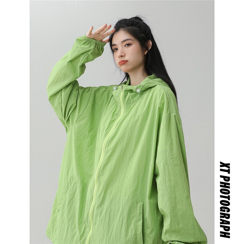 2025夏季新款纯色连帽宽松情侣防晒衣F169/P69，女装防晒衣，星座202-3