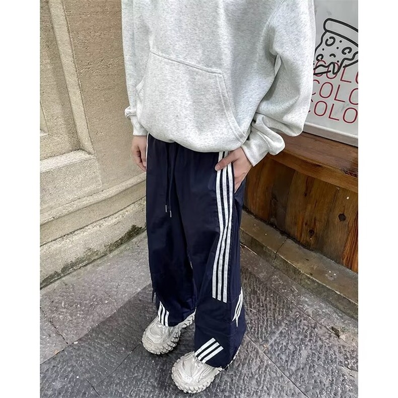 美式高街织带条纹工装裤男秋季新款户外运动休闲裤宽松直筒长裤子,男装工装外套,星座1116-2