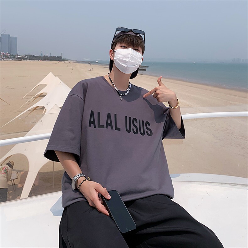 抖音现货供应夏装260克纯棉厚胶印花A158-T71-P28控48,男装T恤,电商A158