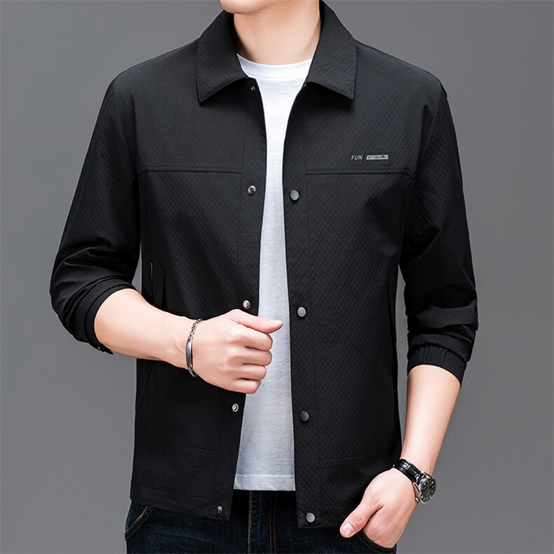春季夹克男装翻领中青年商务休闲纯色茄克衫上衣服BSNA132-P125,男装夹克,星座1105-3