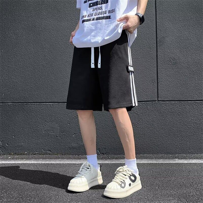 V027-P34条纹休闲港风短裤男女夏季运动五分裤宽松休闲裤子,男装休闲裤,星座911-1