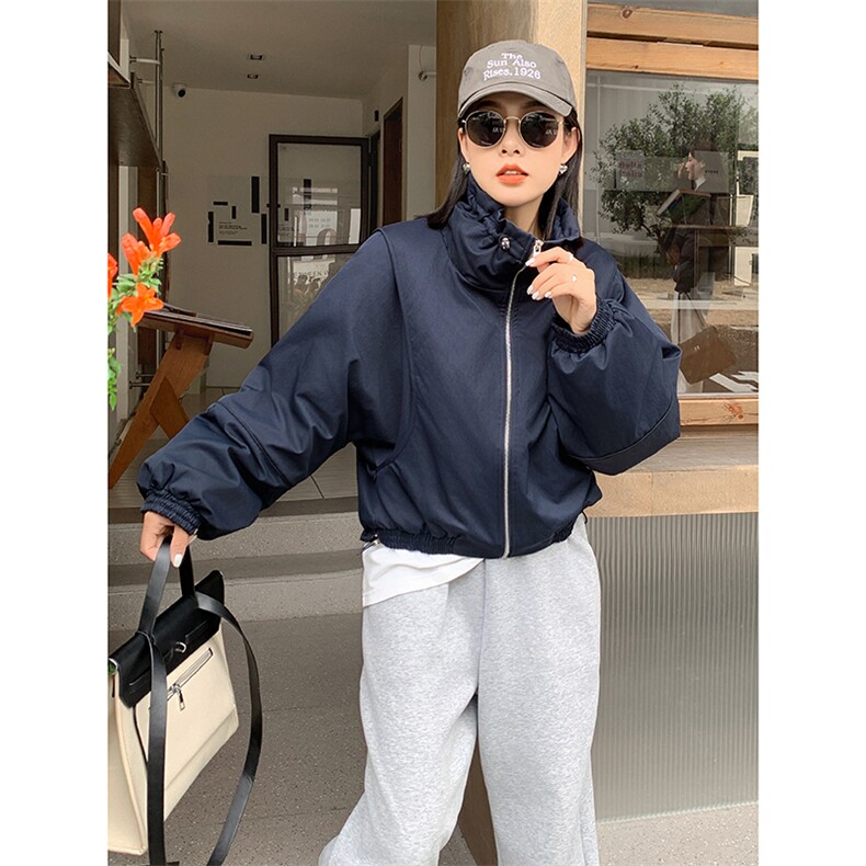 时尚立领拉链短款棉衣显瘦百搭保暖外套,女装棉衣/棉服,施恩睿棋