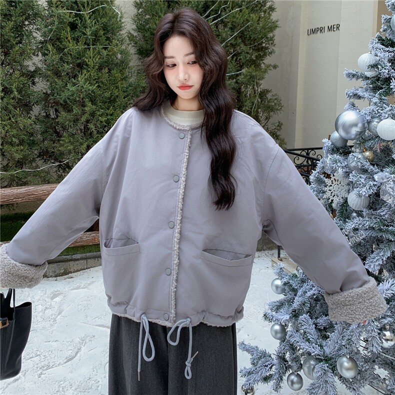 两面穿风衣羊羔毛外套，2B218-2587-P185，控278,女装短外套,2B218