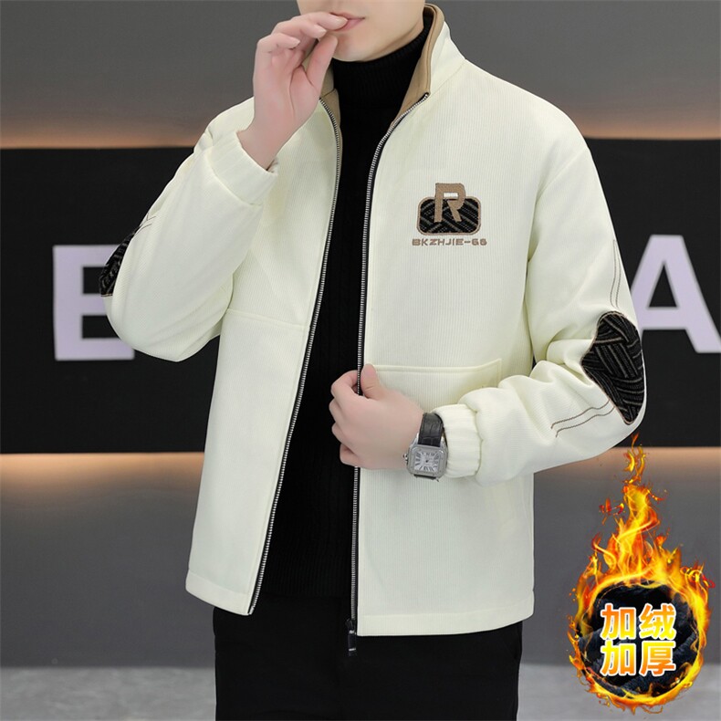 加绒加厚秋冬潮流男士休闲针织立领夹克上衣外套310B-3-L811-83,男装夹克,星座310B-3