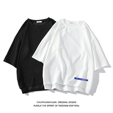 春夏季七分袖t恤男大码五分袖男短袖中袖白底Q11202-P30，男装T恤，电商A040A