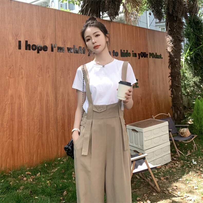 休闲流行背带裤ins潮2026夏季新款欧货时尚束脚裤吊带裤两件套装,女装套装/套裙,霓裳依族