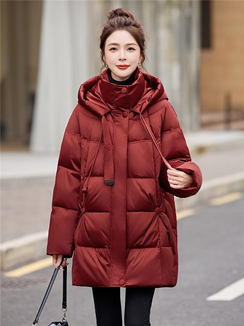 2025时尚潮流中长款服保暖显瘦冬季羽绒服,女装羽绒服,伊仟回