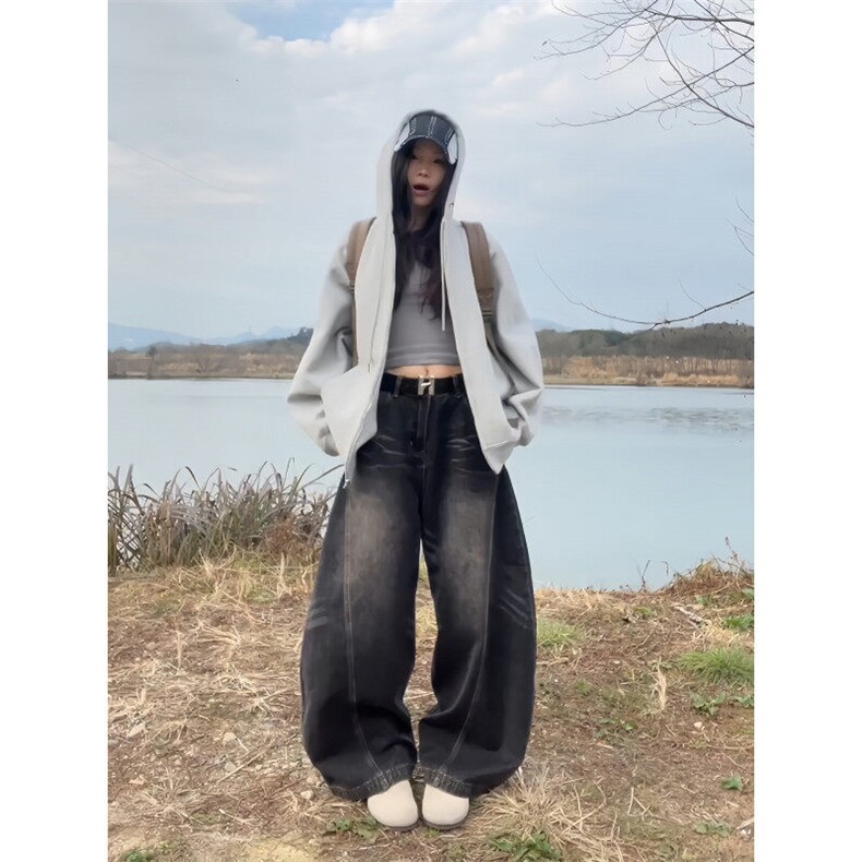 【有货】N1057CC-特P55弯刀牛仔裤男女同款阔腿裤子,男装牛仔裤,星座1007（原301D）