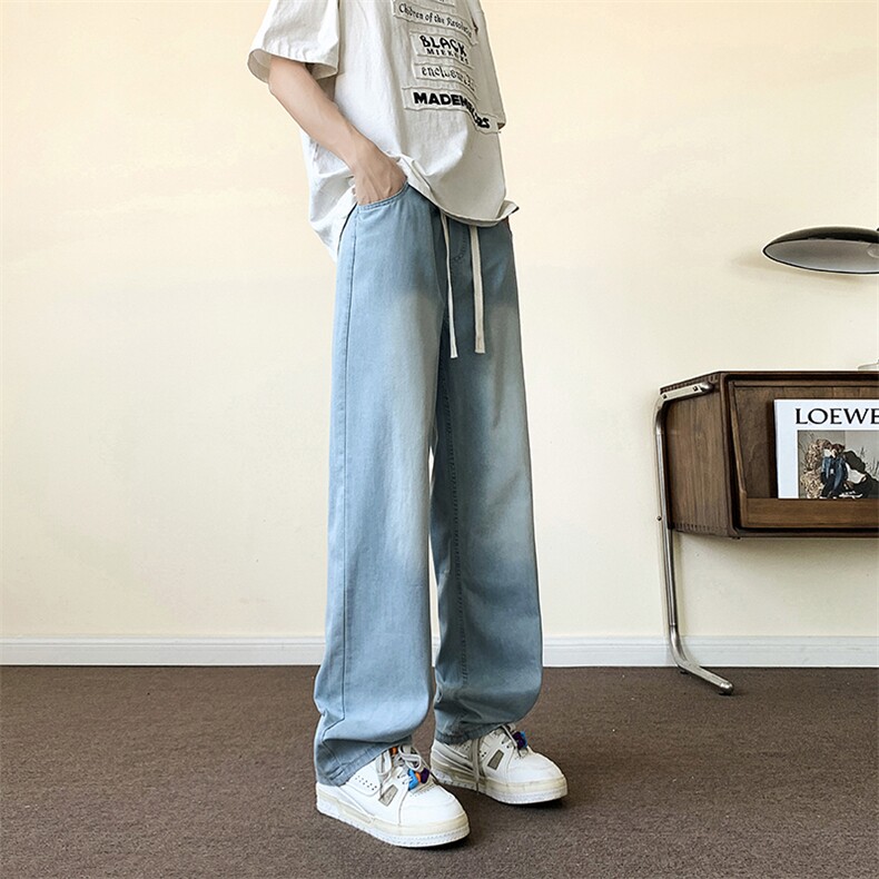 B221美式ins高街小众宽松夏季冰凉冰丝牛仔裤LK24172-P60控78,男装牛仔裤,电商B221