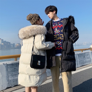 情侣装冬装连帽大毛领中长款情侣棉衣MY916P158控188图片