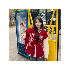 1506-1/MH83651/P79红色棒球服女冬季马年毛巾绣情侣夹棉加厚夹克，男装夹克，星座1506-1