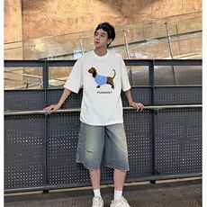 美式复古高街牛仔裤子2025破洞新款直筒阔腿七分裤BA113-P42，男装牛仔裤，星座208-5