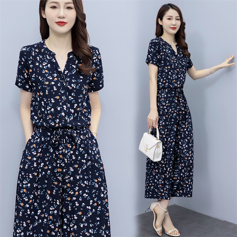 碎花连体裤夏女阔腿裤垂感夏季薄款显瘦2024新款夏装文艺裙子,女装连体裤,木橙西子
