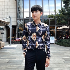 秋冬潮流个性花衬衫男长袖韩版休闲印花衬衣A470-CS101，男装衬衫，电商A207