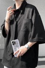 现货CS1126-特P38小众肌理感设计感大码衬衫男（含领带可拆卸），男装衬衫，电商A059