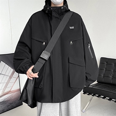 工装潮户外刺绣情侣款夹克春季冲锋衣男连帽外套A266-JK8019-P55，男装夹克，电商A266