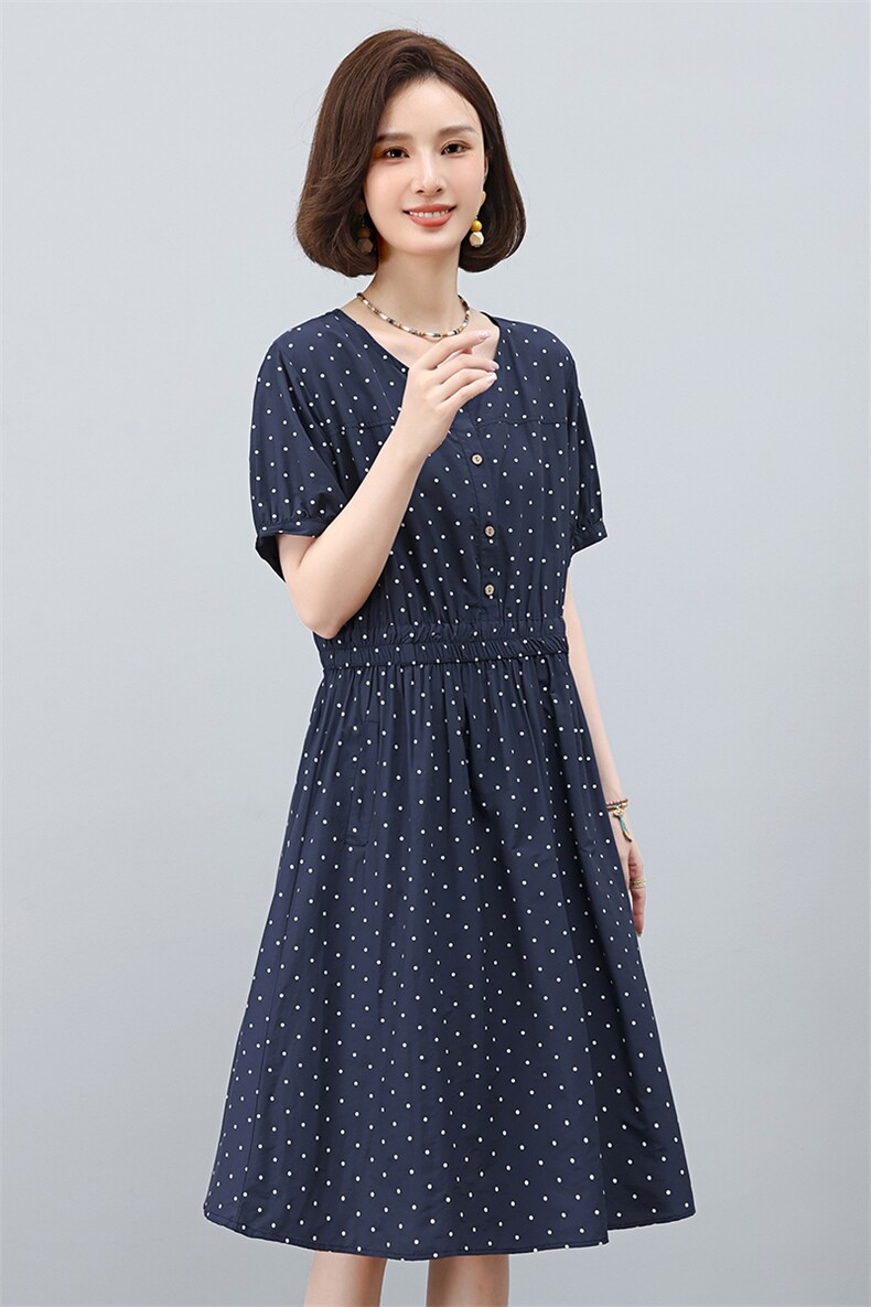 女士纯棉连衣裙2025新款今年流行爆款夏季超好看波点a字碎花裙子,女装连衣裙,叶笙衣