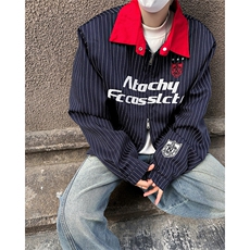 美式街头翻领条纹夹克男cleanfit高街宽松飞行服外套JK08566-P68，男装夹克，星座308B-2