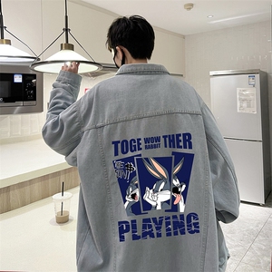 牛仔夹克男大码牛仔外套男茄克 NJ77234-P60加绒款-P75图片