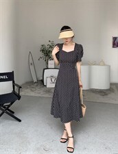[现货]夏季新款气质波点连衣裙，两色、三个尺码，女装连衣裙，依柏璐(1F)