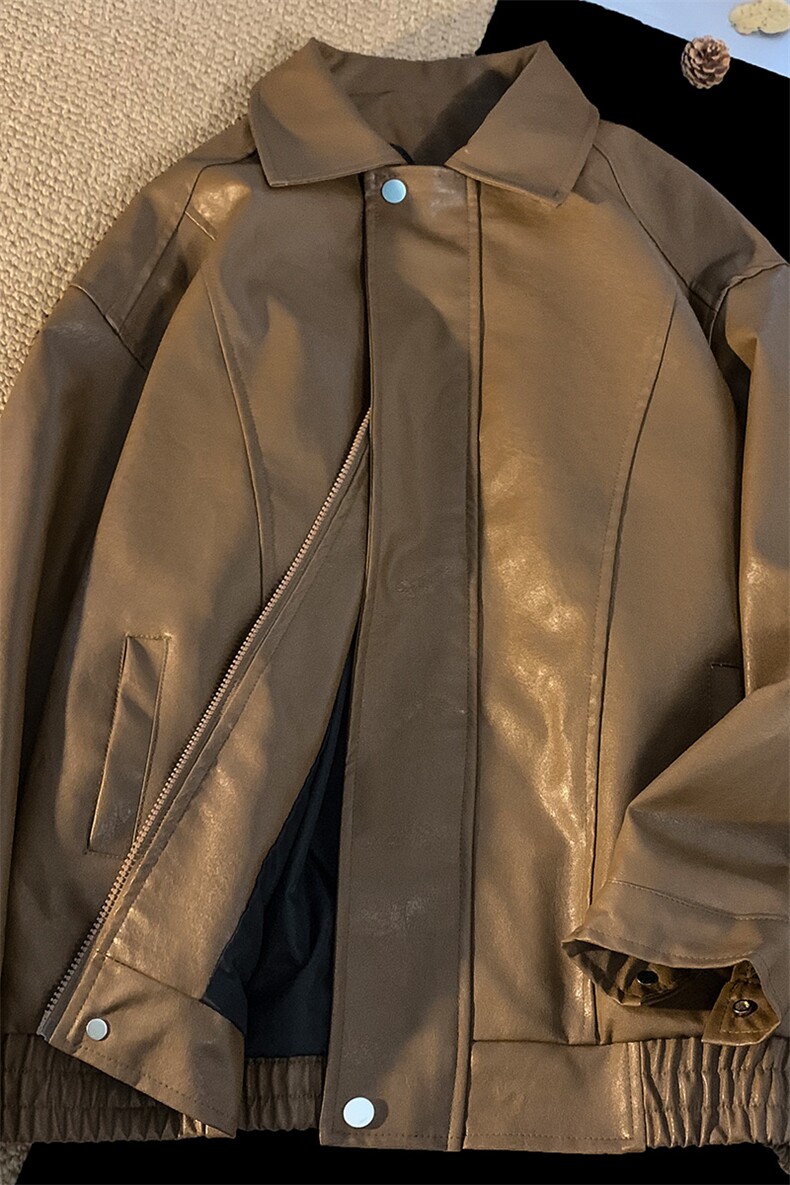 抖音直播！pu皮衣机车服宽松夹克男CP40-特p65控价：118,男装夹克,电商B371
