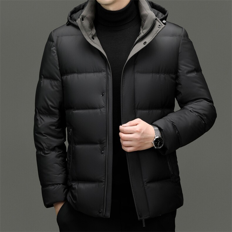 冬季男士白鸭绒羽绒服时尚商务保暖加绒防寒品质可脱卸帽男外套,男装羽绒服,钱塘6003（原4033）