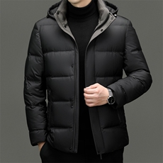 冬季男士白鸭绒羽绒服时尚商务保暖加绒防寒品质可脱卸帽男外套，男装羽绒服，钱塘6003（原4033）