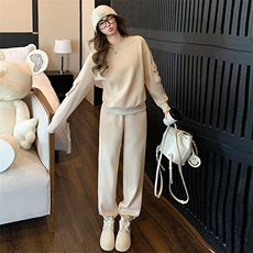 女春季新款减龄圆领衣袖口袋卫衣束脚裤两件套潮，女装套装/套裙，江南