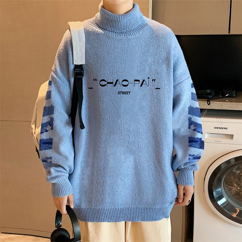 ！2023秋冬新款男士高领毛衣潮牌百搭针织衫上衣线衫M706P60，男装针织衫/毛衣，电商B220