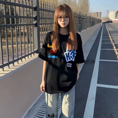 万针全刺绣工艺抖音得物高品质260克重磅纯棉双纱美式高街短袖T恤，男装T恤，电商A486