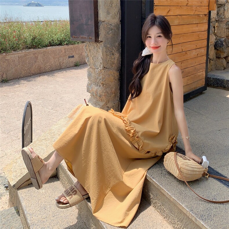 洋气甜美2025夏新款气质减龄设计感不规则花边背心半身裙两件套女,女装套装/套裙,2C159