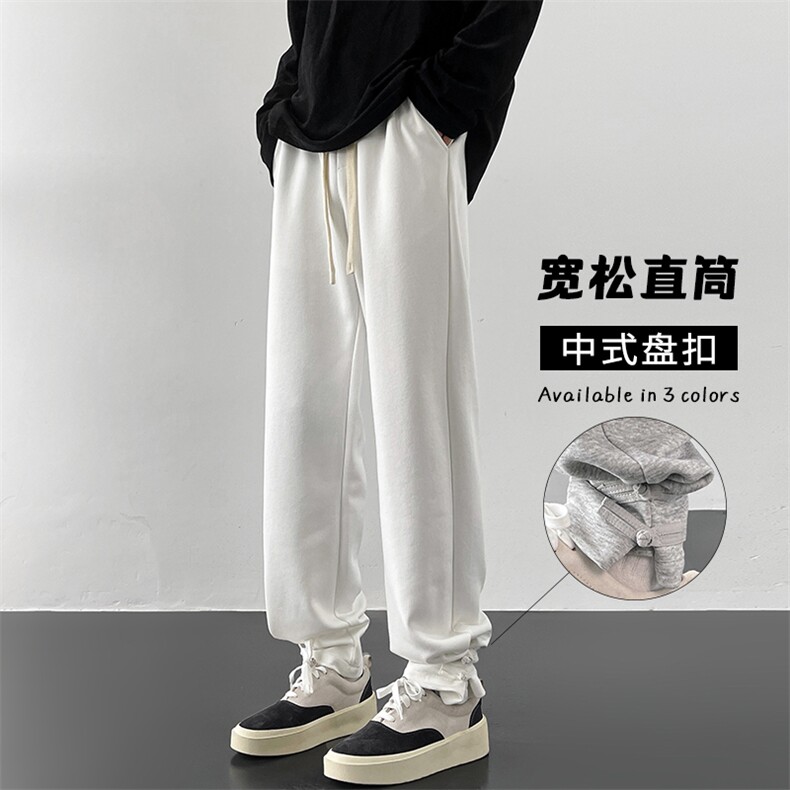 特P40无差价2024春新中式束脚盘扣卫裤男65棉大码休闲拖地裤K1258,男装休闲裤,电商A001-1