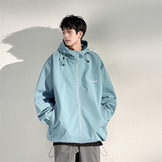 冲锋衣连帽夹克男宽松落肩纯色上衣外套DSA157B-JK727-P58，男装夹克，电商A157B