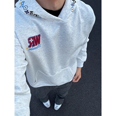 重磅字母刺绣连帽卫衣男女款秋冬款宽松百搭潮牌外套WYW06P45，女装短外套，星座1013-5