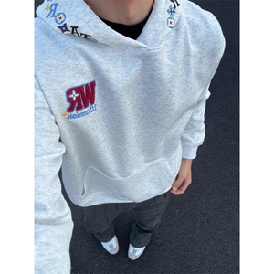 重磅字母刺绣连帽卫衣男女款秋冬款宽松百搭潮牌外套WYW06 P45图片