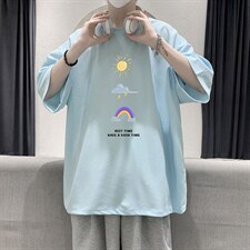 HT73141-P22华夫格t恤男短袖男大码五分袖大皂风，男装T恤，电商A040