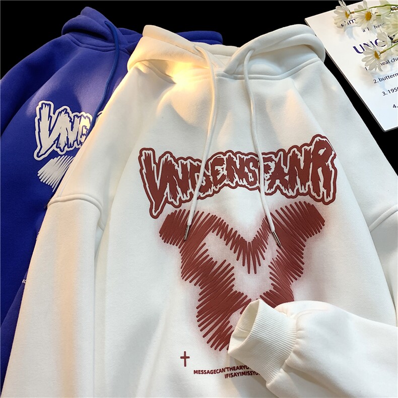 秋季大码卫衣ins港风宽松连帽百搭印花外套X5537-毛毯图-P65-限78，女装短外套，电商A061-1