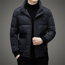 2023新款冬季中年男士休闲无帽立领御寒羽绒服男装加厚保暖外套，男装羽绒服，电商B212（原钱塘6029）