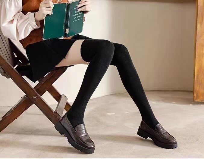 2025年秋季时尚百搭通勤简约女过膝袜休闲，袜子，暖星羊绒