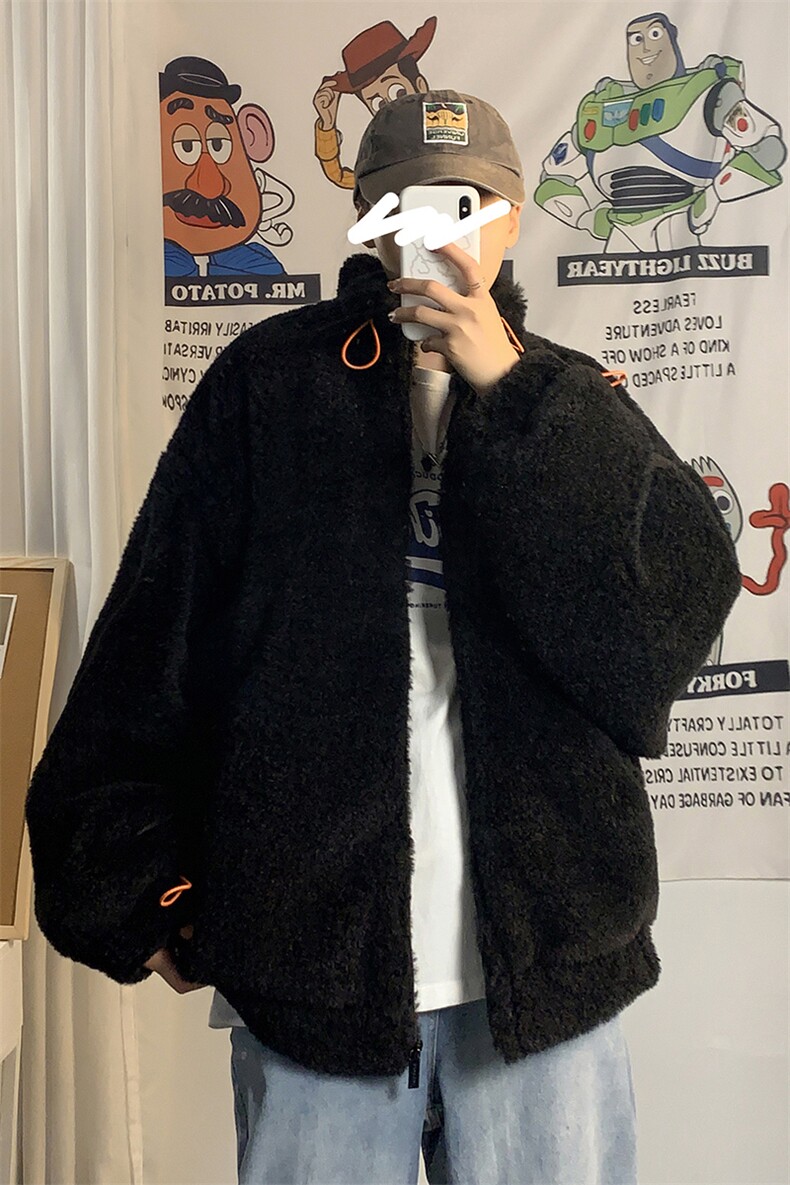 港风冬季宽松百搭棉服男羊羔毛情侣棉衣男外套男7956P105控149,男装棉衣,星座226-1